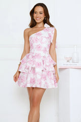 Luxe Enchant One Shoulder Mini Dress Lilac