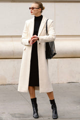 Remi-Ivory Single Breasted Long Coat