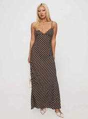 Jorjana Maxi Dress Brown / White Polka Dot