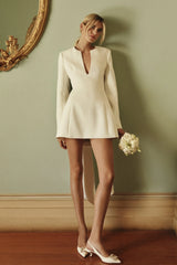 Rosanna Suiting Bow Mini Dress - Ivory