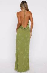 Slow Dancer Beaded Maxi Dress Green Tea