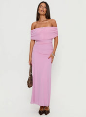 Penelopa Off Shoulder Maxi Dress Pink