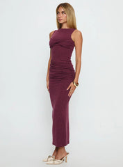 Heart Out Ruched Maxi Dress Plum