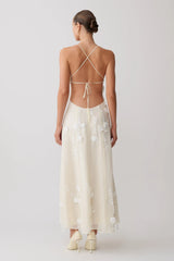 Floral Lace Midi Dress - Buttermilk