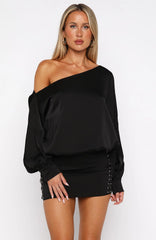 Love Letter Long Sleeve Mini Dress Black