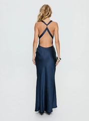 Aubrienna Cowl Neck Maxi Dress Navy