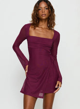 Martinez Long Sleeve Mini Dress Plum