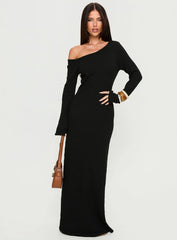 Kloey Long Sleeve Knit Maxi Dress Black
