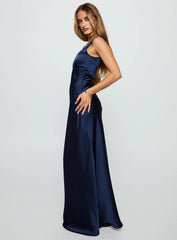 Dasha Satin Maxi Dress Navy