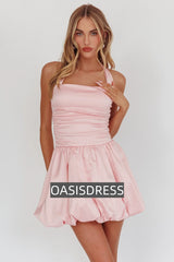 Angelico Halterneck Balloon Mini Dress Pink