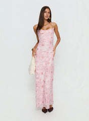 Celena Maxi Dress Pink Floral Burnout