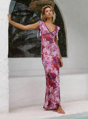 Soleila Maxi Dress Purple Multi Petite