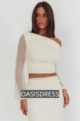 Alivya Asymmetric Shoulder Crop Top Butter