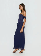 Joslyne Off Shoulder Corset Maxi Dress Navy