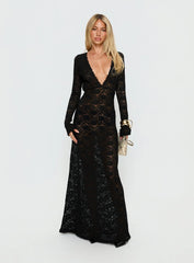 Delwyn Lace Backless Maxi Dress Black