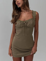 Lillette Frill Mini Dress Olive