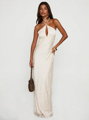 Limosina Halter Maxi Dress Champagne