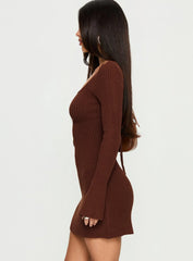 Brownhall Long Sleeve Mini Dress Mocha