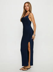 Lucita Cowl Side Split Maxi Dress Navy Sparkle
