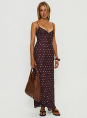 Glass Half Full Mesh Maxi Dress Plum / Pink Polka Dot