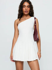 Writing Vows One Shoulder Mini Dress White