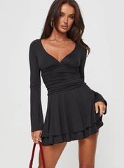 Canino Long Sleeve Mini Dress Black