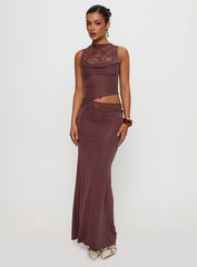 Vesperine Lace Maxi Dress Cocoa Brown