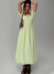 More Than Butterflies Maxi Dress Green Check