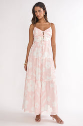 Darelle Tied Bodice Maxi Dress Floral Pink
