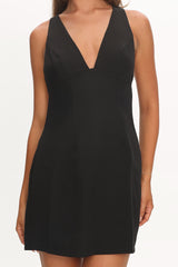 Moonlit Night Ruffle Strap Cut-Out Back Dress Black