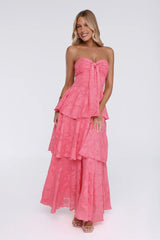 Unmatched Style Strapless Maxi Dress Coral