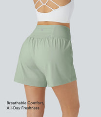 Airy Super High Waisted 2-in-1 InstantCool Yoga Shorts 5'' with Pockets-Longer Length