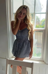 Heidi Navy Gingham Playsuit