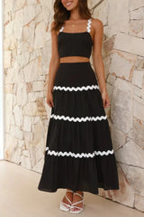 Hazel Blues® | Contrast Trim Cami and Maxi Skirt Set
