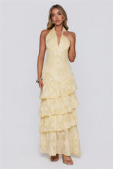 Mood Shift Halter Maxi Dress Yellow