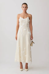Floral Lace Midi Dress - Buttermilk