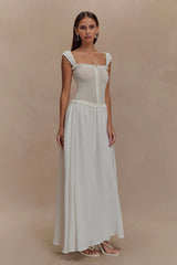 Tahlia Pointelle Knit Midi Dress - White