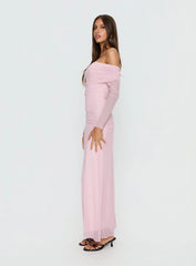 Emorissa Off Shoulder Long Sleeve Maxi Dress Soft Pink