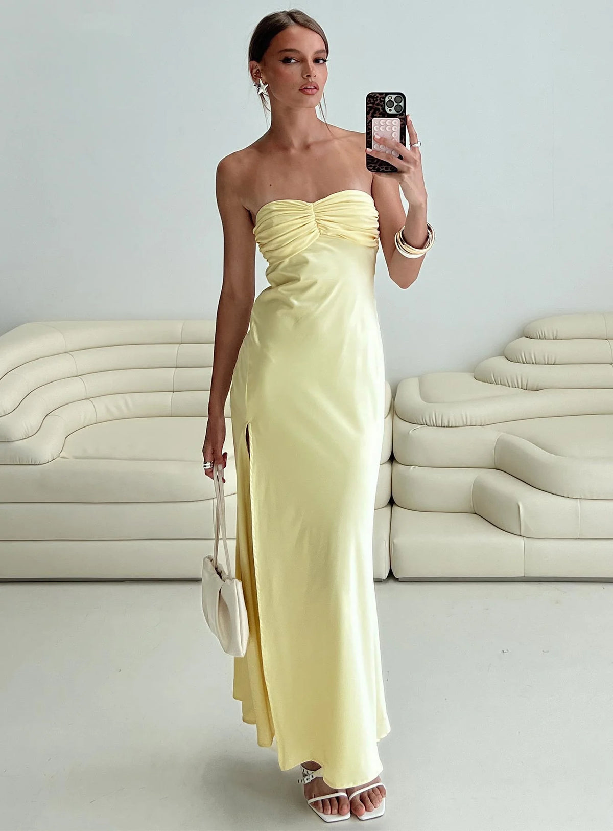 Chevalier Strapless Maxi Dress Lemon