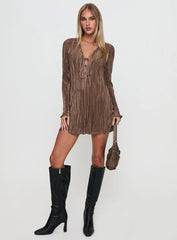 Malop Long Sleeve Mini Dress Chocolate