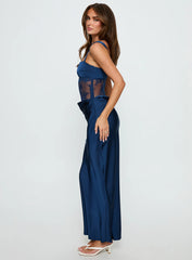 Alynna Lace Drape Maxi Dress Navy