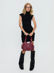 Ortensia Turtleneck Ruched Mini Dress Black