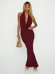 Vortexa Halter Maxi Dress Currant