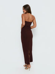 Signature Move Strapless Maxi Dress Chocolate Brown