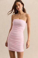 Merisse | Light Pink Bandeau Mini-Dress With Ruched-Detailing