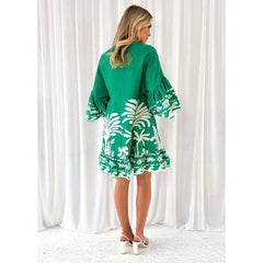 Tropical V-neck dress