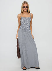 Kosie Shirred Maxi Dress Blue Stripe