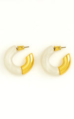 Helda Resin Half Hoop Earrings in Ivory/Gold