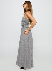 Arkadia Strapless Maxi Dress Black / White Check