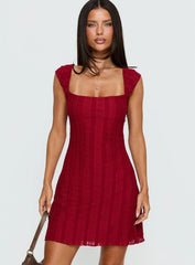 Kirrisen Textured Mini Dress Red